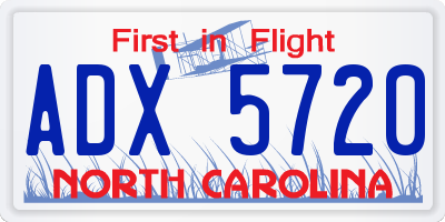 NC license plate ADX5720
