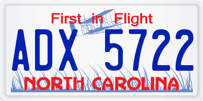 NC license plate ADX5722