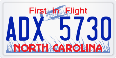 NC license plate ADX5730