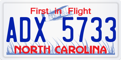 NC license plate ADX5733