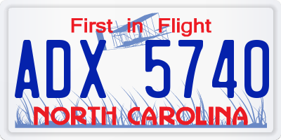 NC license plate ADX5740