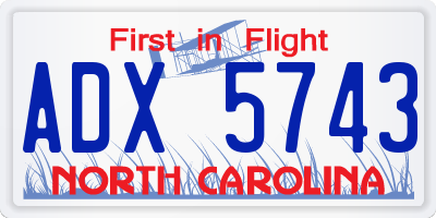 NC license plate ADX5743