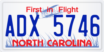 NC license plate ADX5746