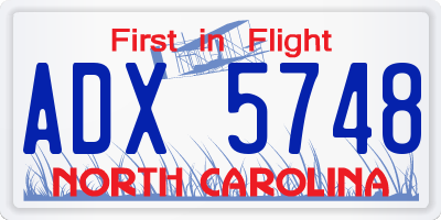 NC license plate ADX5748