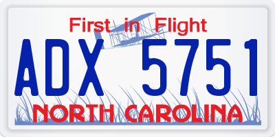 NC license plate ADX5751