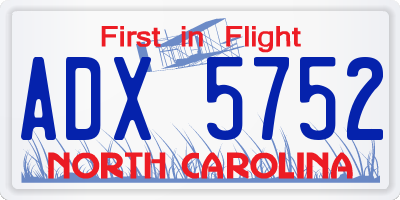 NC license plate ADX5752