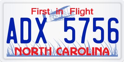 NC license plate ADX5756