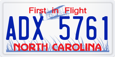 NC license plate ADX5761