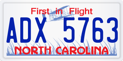 NC license plate ADX5763
