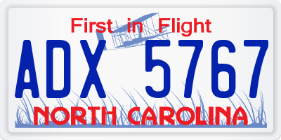 NC license plate ADX5767