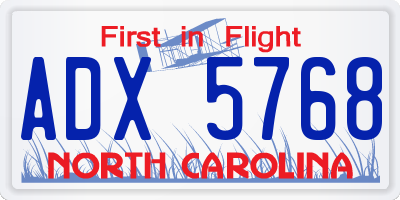NC license plate ADX5768