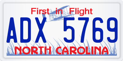 NC license plate ADX5769
