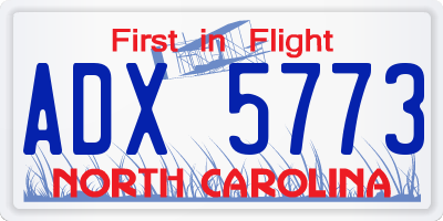 NC license plate ADX5773