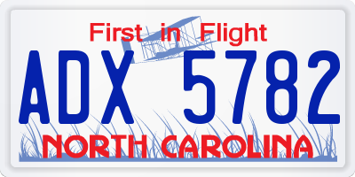 NC license plate ADX5782