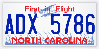 NC license plate ADX5786