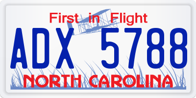 NC license plate ADX5788