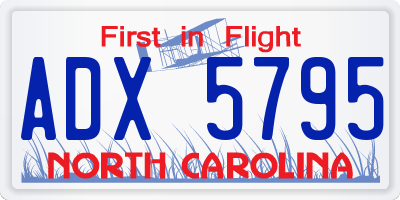 NC license plate ADX5795