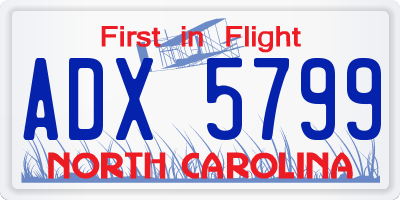 NC license plate ADX5799