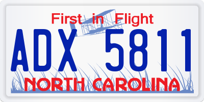 NC license plate ADX5811