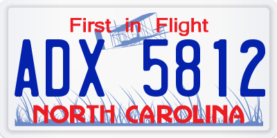 NC license plate ADX5812