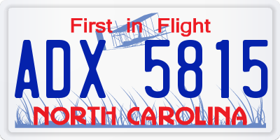 NC license plate ADX5815