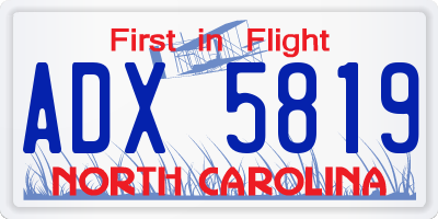 NC license plate ADX5819