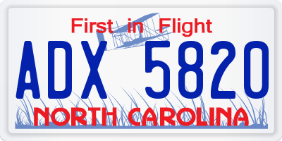 NC license plate ADX5820