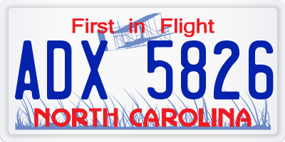 NC license plate ADX5826