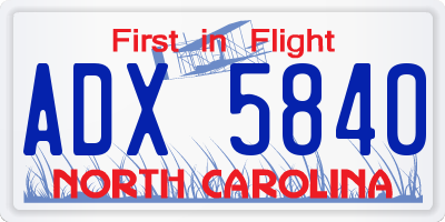 NC license plate ADX5840