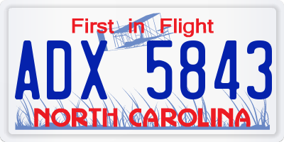 NC license plate ADX5843