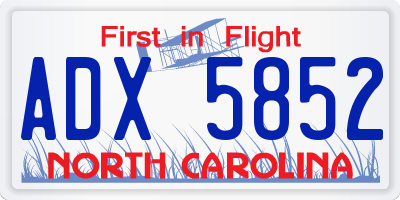NC license plate ADX5852