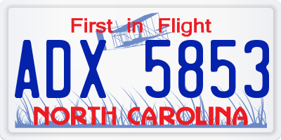 NC license plate ADX5853