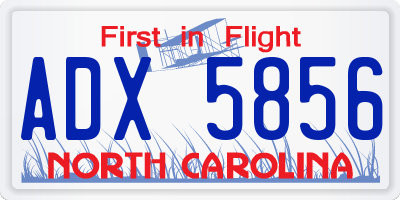 NC license plate ADX5856