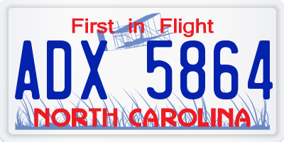 NC license plate ADX5864