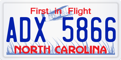 NC license plate ADX5866