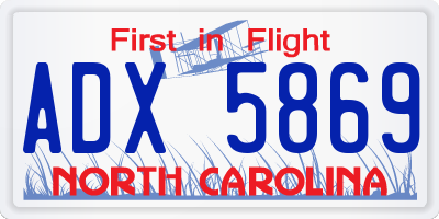 NC license plate ADX5869