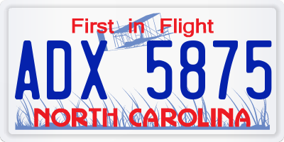 NC license plate ADX5875