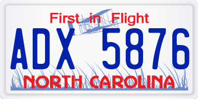 NC license plate ADX5876
