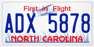 NC license plate ADX5878