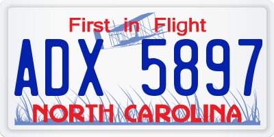 NC license plate ADX5897