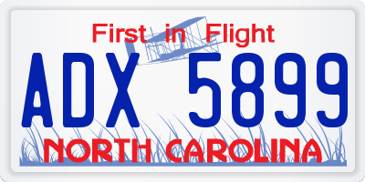 NC license plate ADX5899
