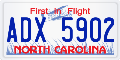 NC license plate ADX5902