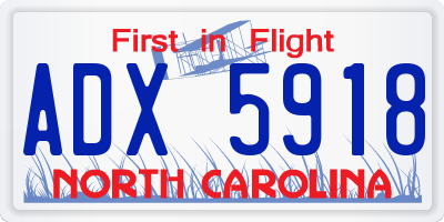 NC license plate ADX5918
