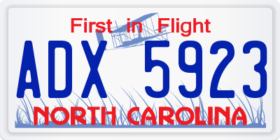 NC license plate ADX5923