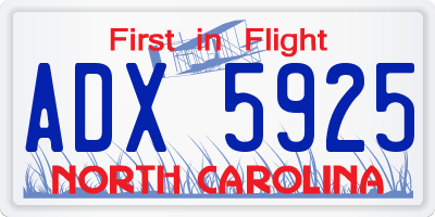 NC license plate ADX5925