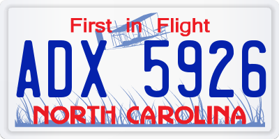 NC license plate ADX5926