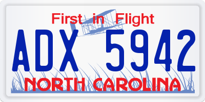 NC license plate ADX5942