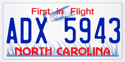 NC license plate ADX5943