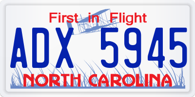 NC license plate ADX5945