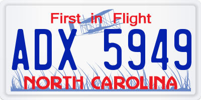 NC license plate ADX5949
